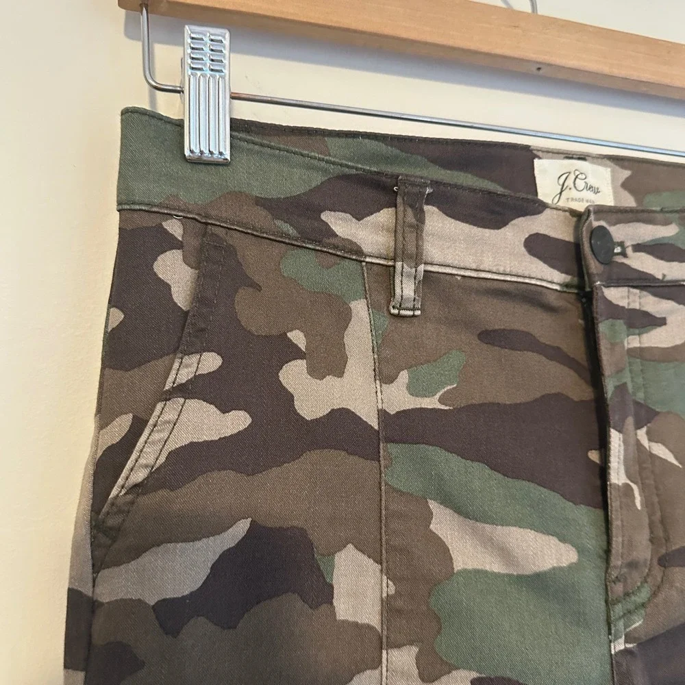 J Crew Camouflage Cargo Pants Womens Size 27 Green Brown Utility Pocket Slim Fit